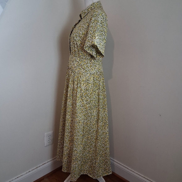 J. Crew Fitted Waist Shirtdress In Butter Yellow with Liberty Fabric Size 12 - Picture 7 of 13